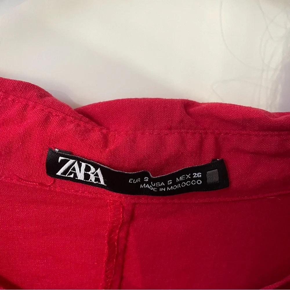 Zara Red Linen Dress - Picture 4 of 5